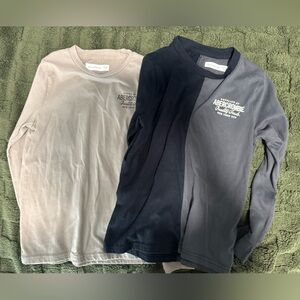Abercrombie & Fitch Long Sleeve Tees - black and Beige